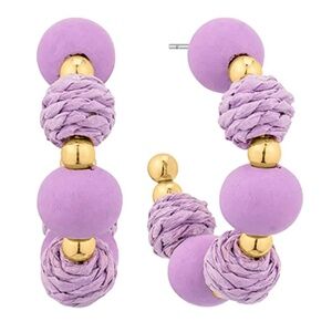 Rattan & Wood Ball Bead Hoops